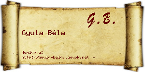 Gyula Béla névjegykártya